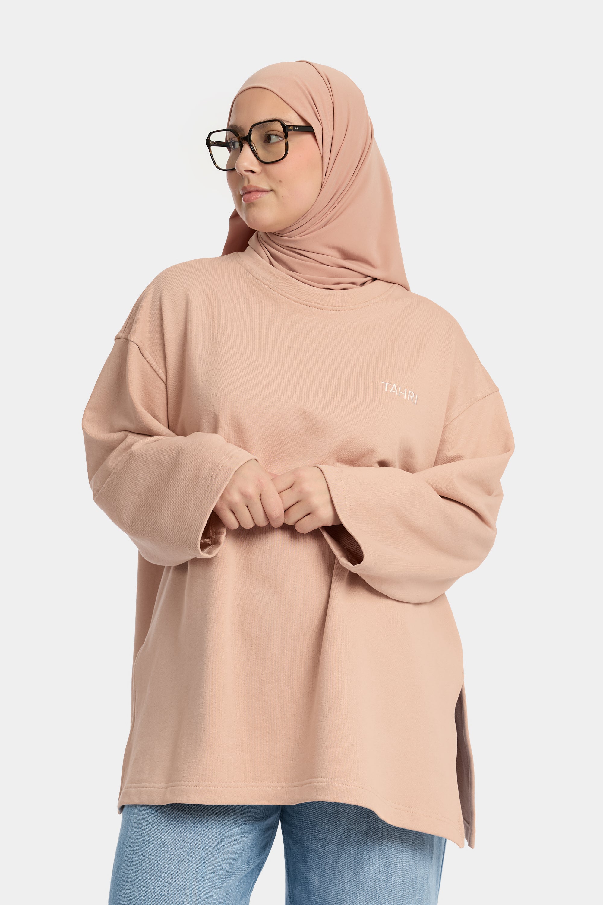 Cotton Split T-shirt Peach Rose