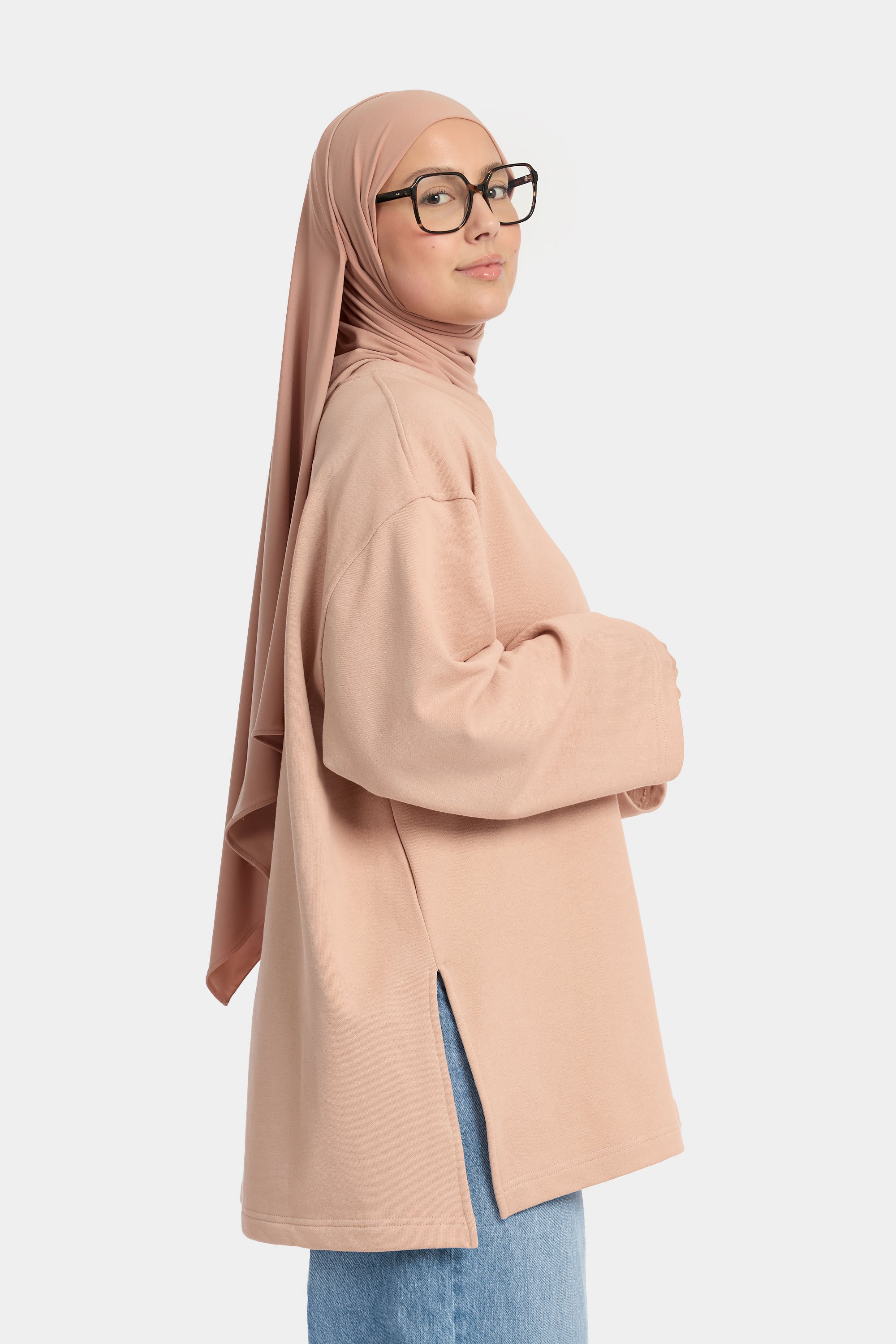 Cotton Split T-shirt Peach Rose