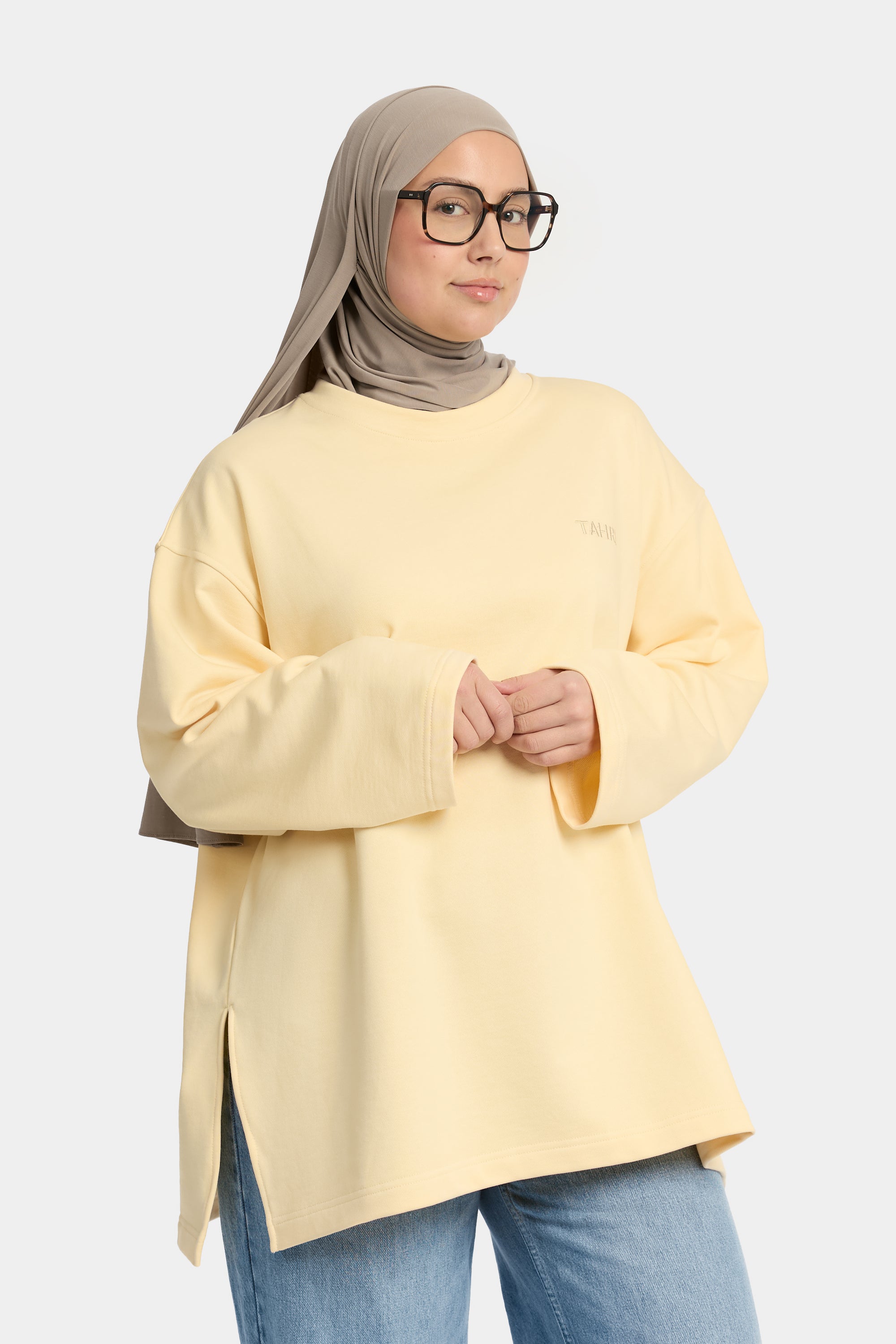 Cotton Split T-shirt Butter Yellow
