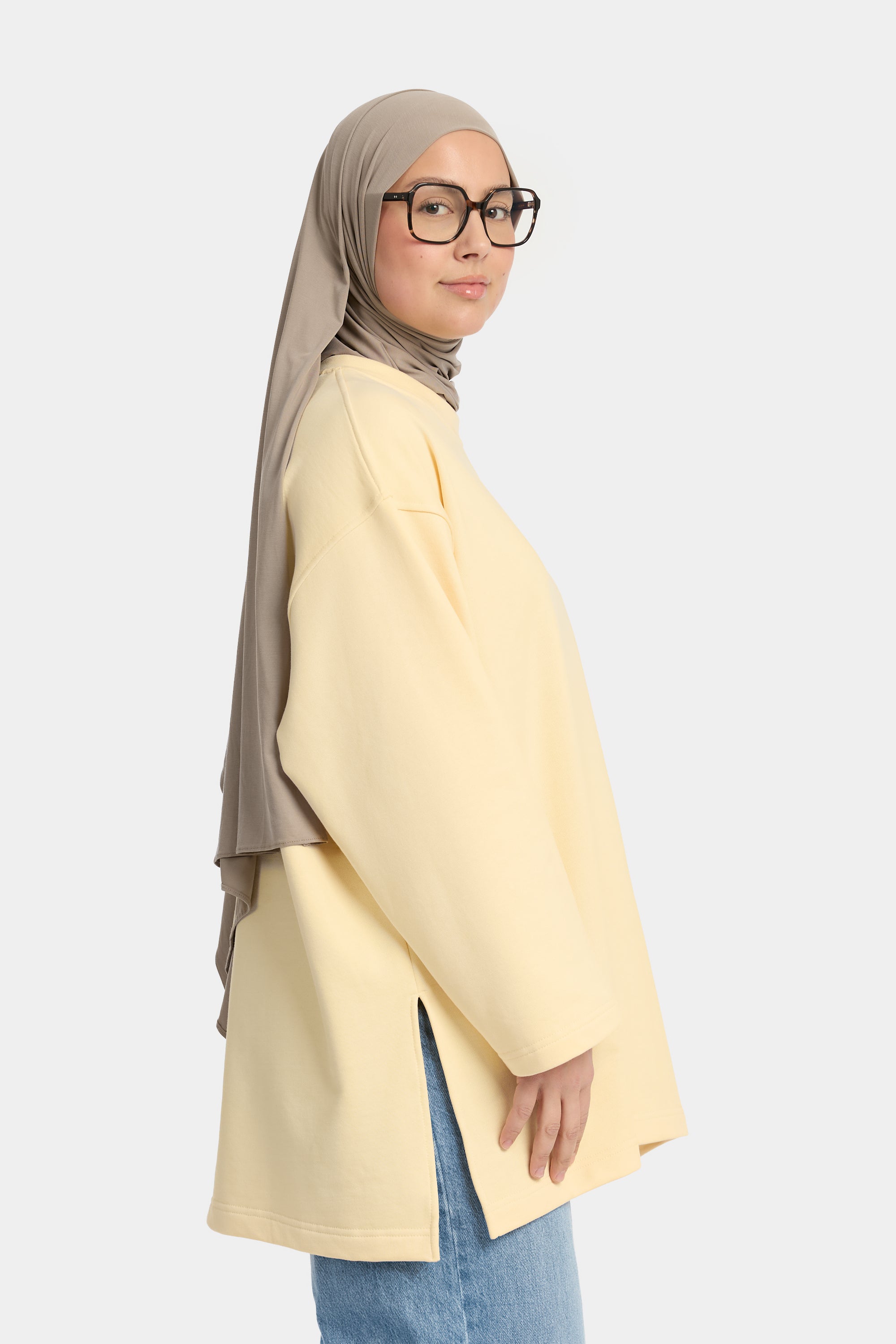 Cotton Split T-shirt Butter Yellow