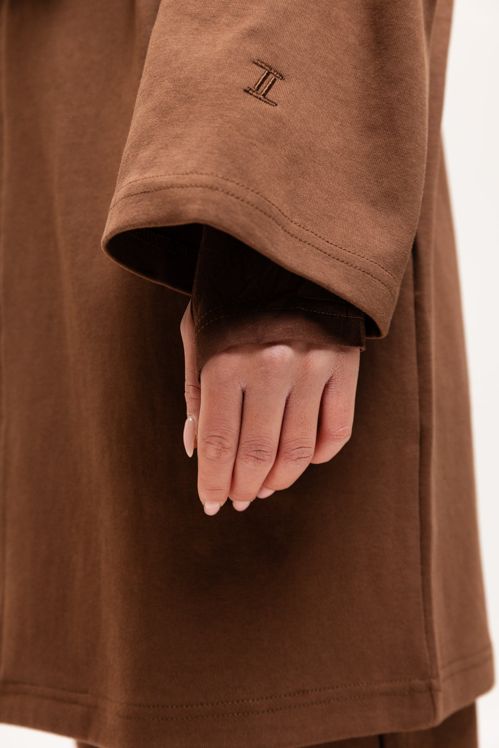 Cotton Zip Up Hoodie Chocolate Brown