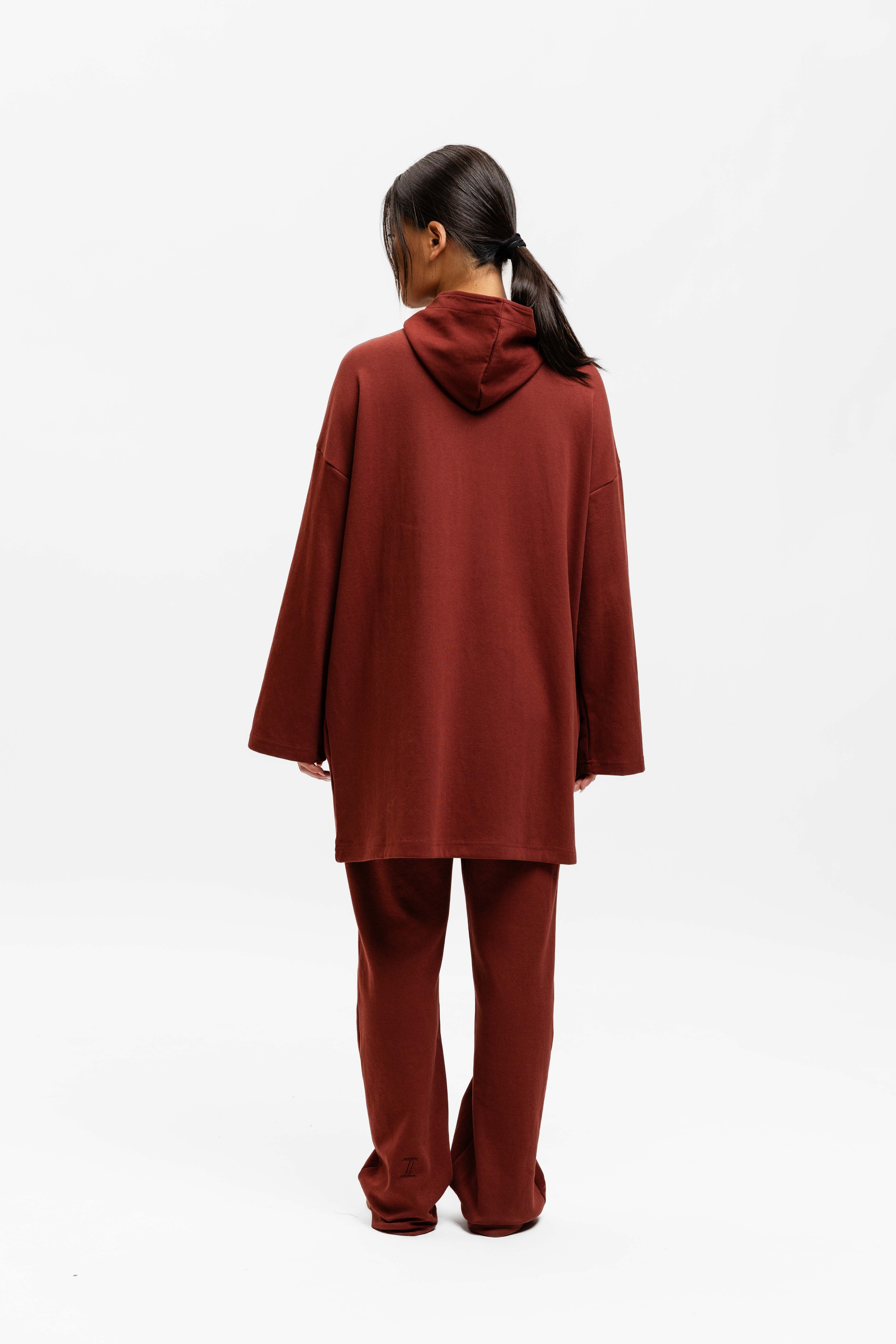 Cotton Zip Up Hoodie Cherry Red