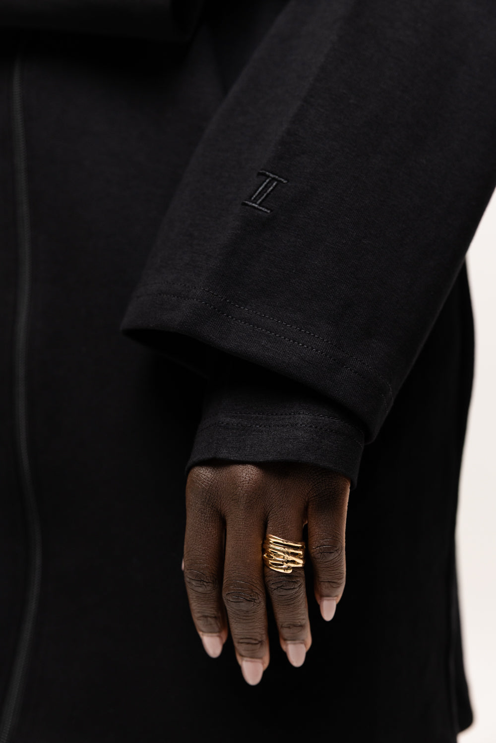 Cotton Zip Up Hoodie Black