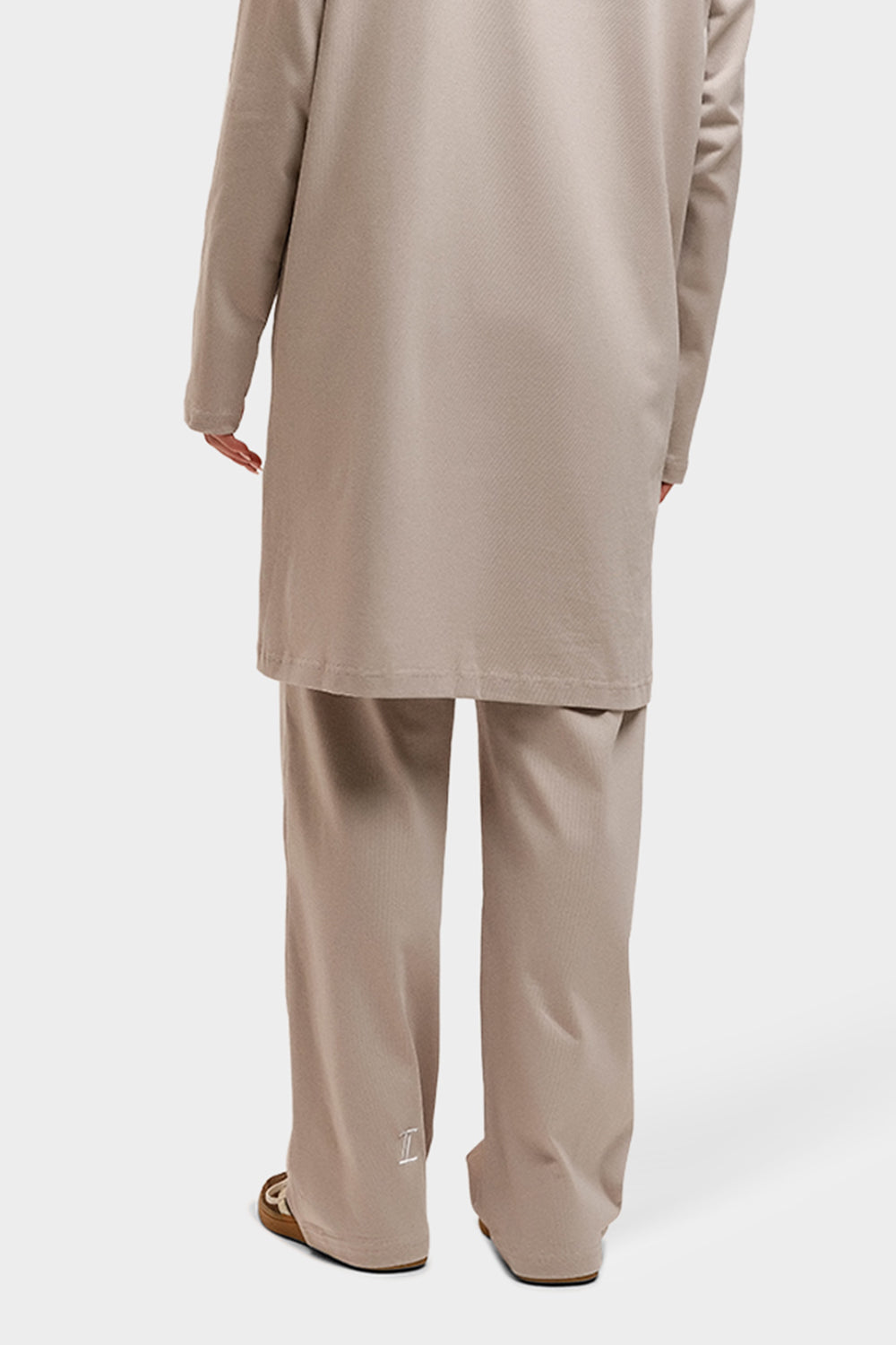 Cotton Straight Leg Pants Soft Taupe