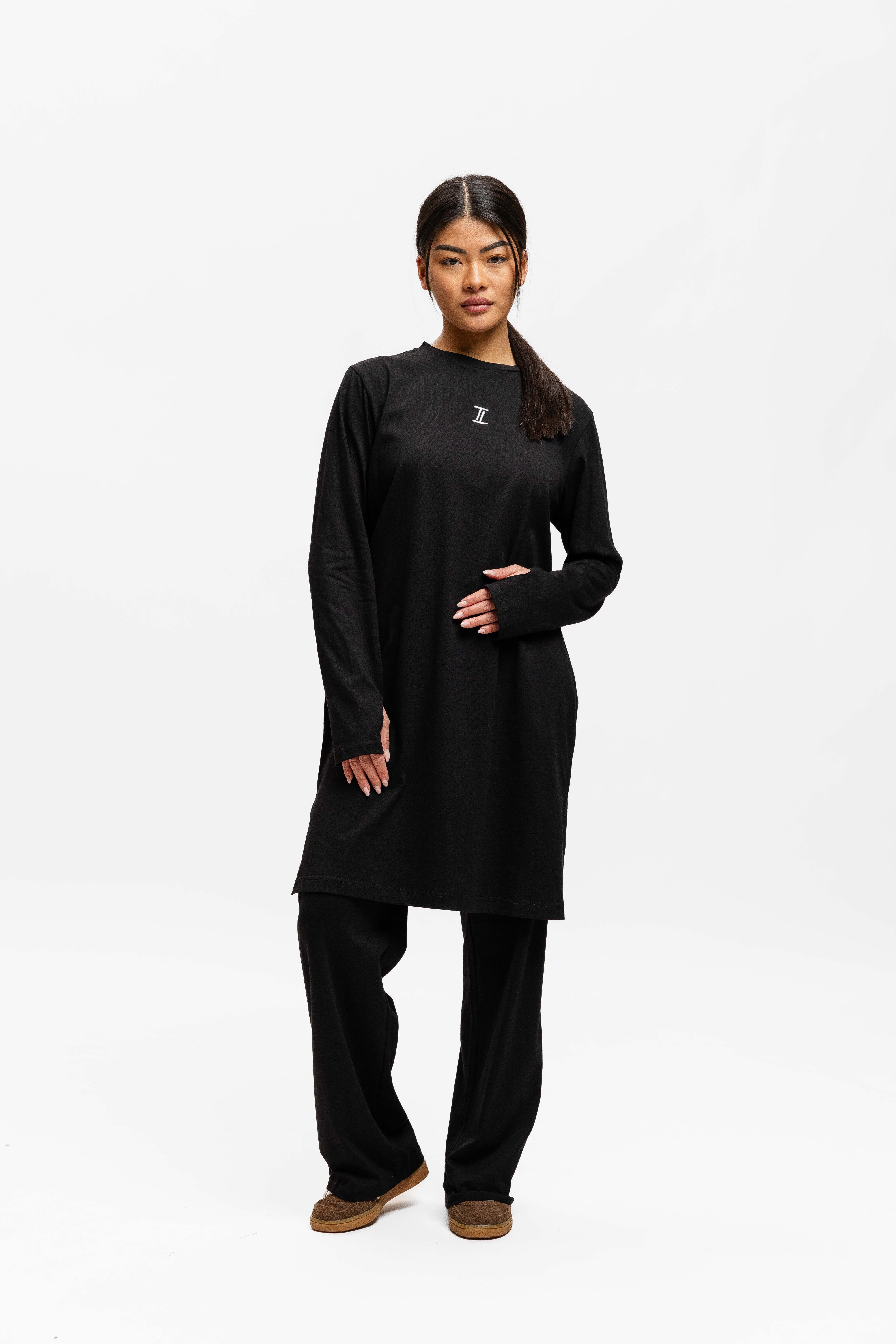 Cotton Straight Leg Pants Black