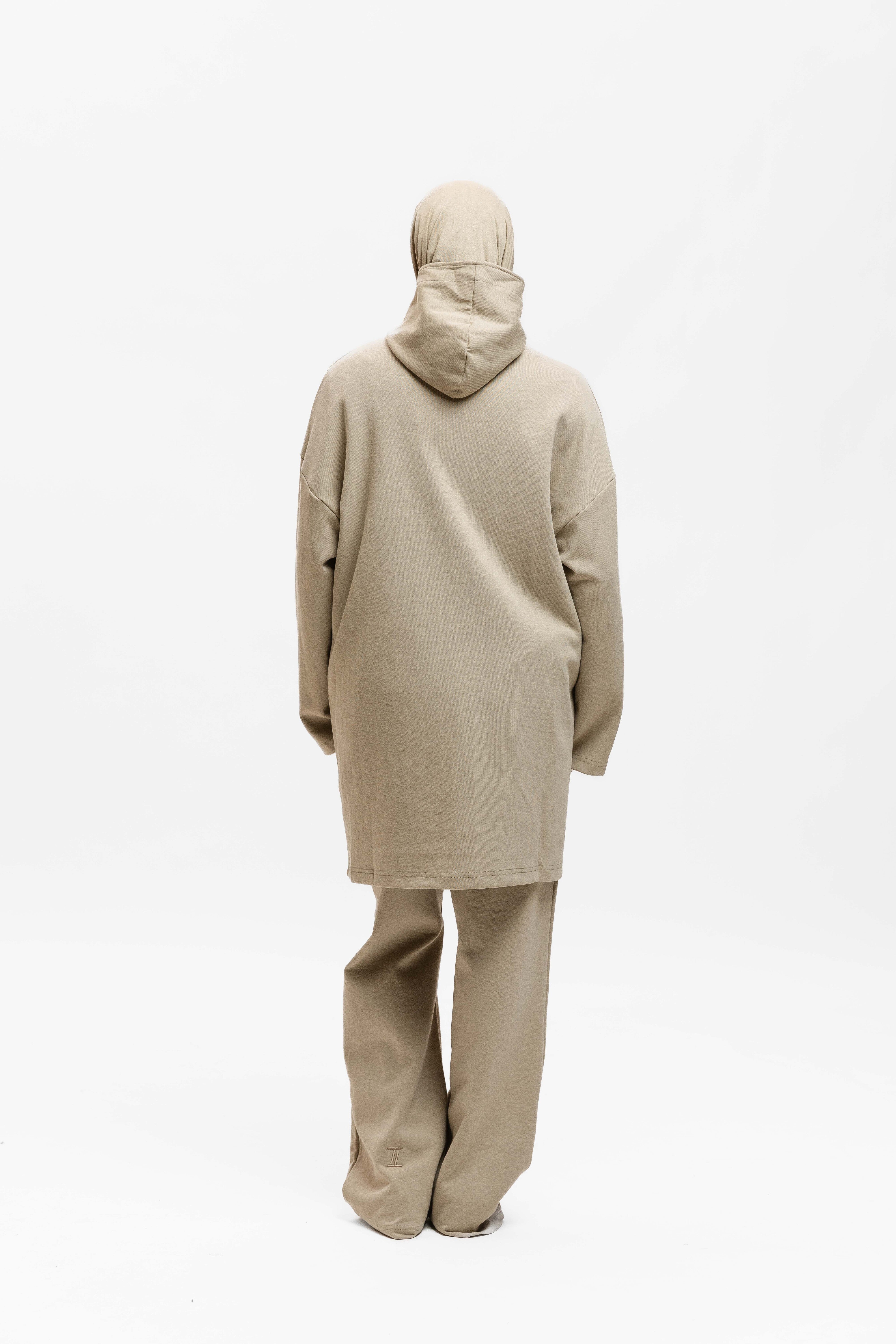 Cotton Zip Up Hoodie Beige