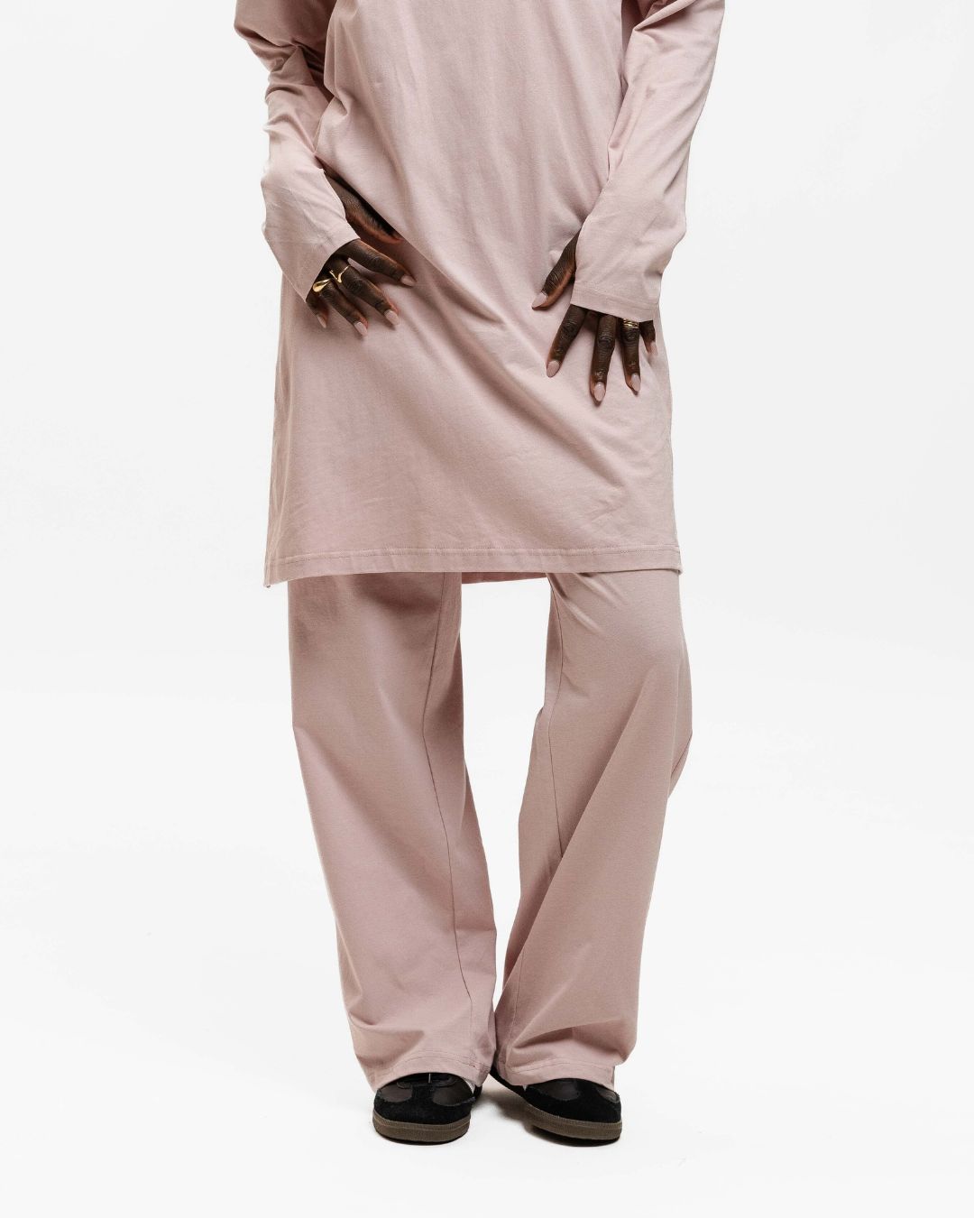 Cotton Straight Leg Pants Greyish Pink