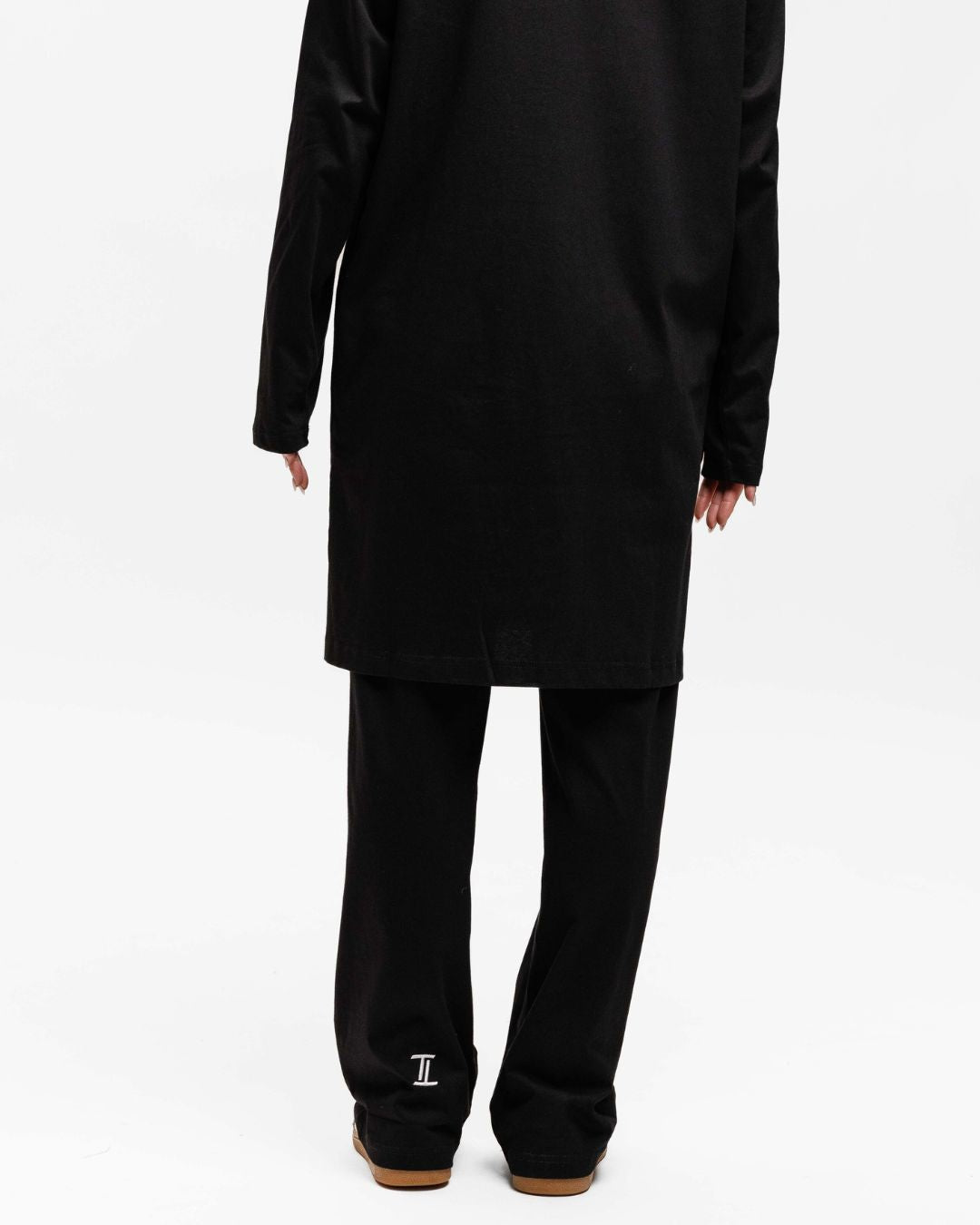 Cotton Straight Leg Pants Black