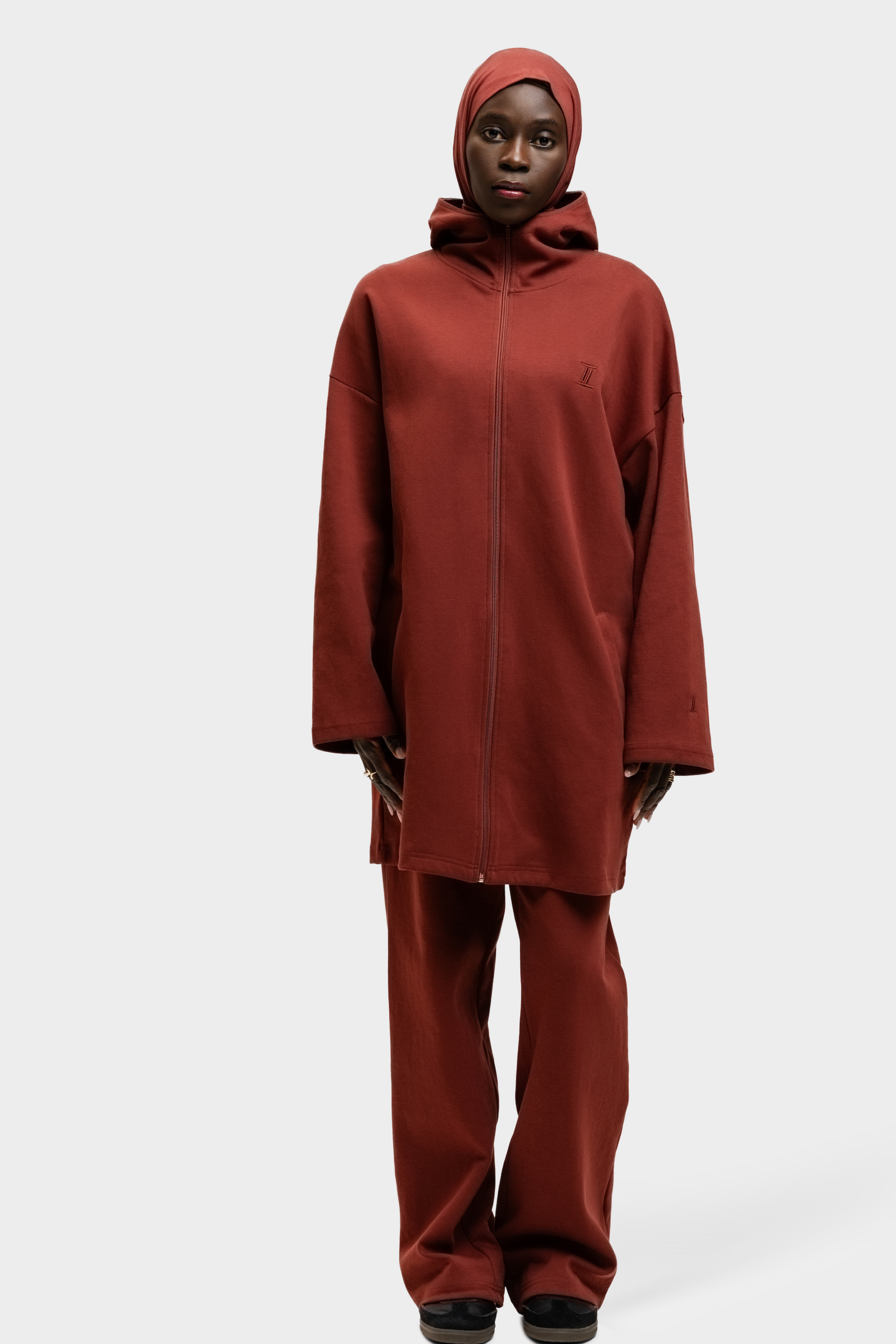 Cotton Zip Up Hoodie Cherry Red