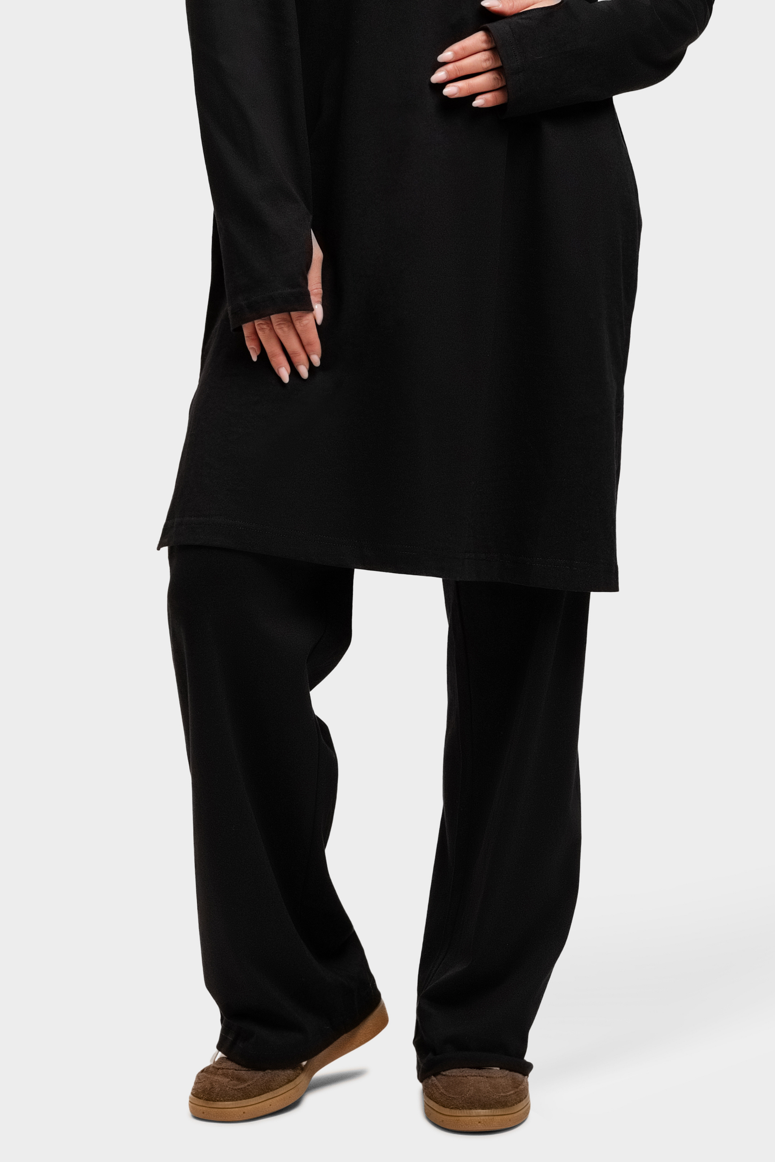 Cotton Straight Leg Pants Black