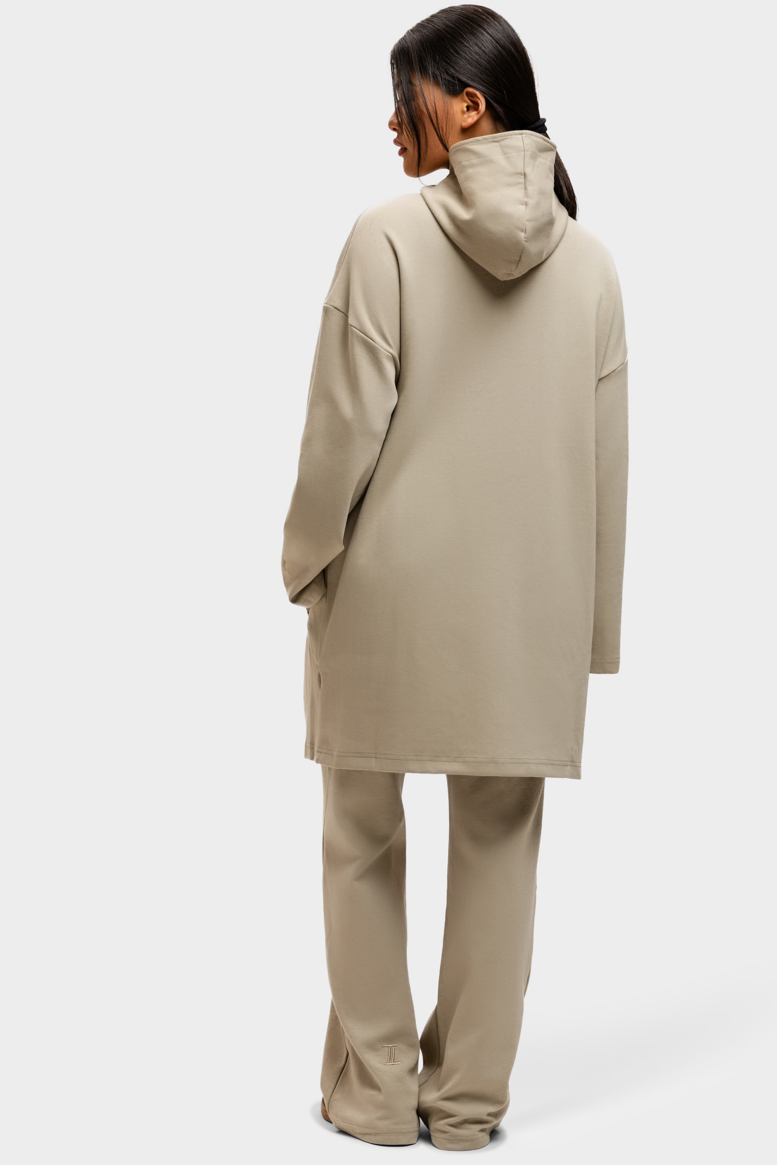 Cotton Zip Up Hoodie Beige