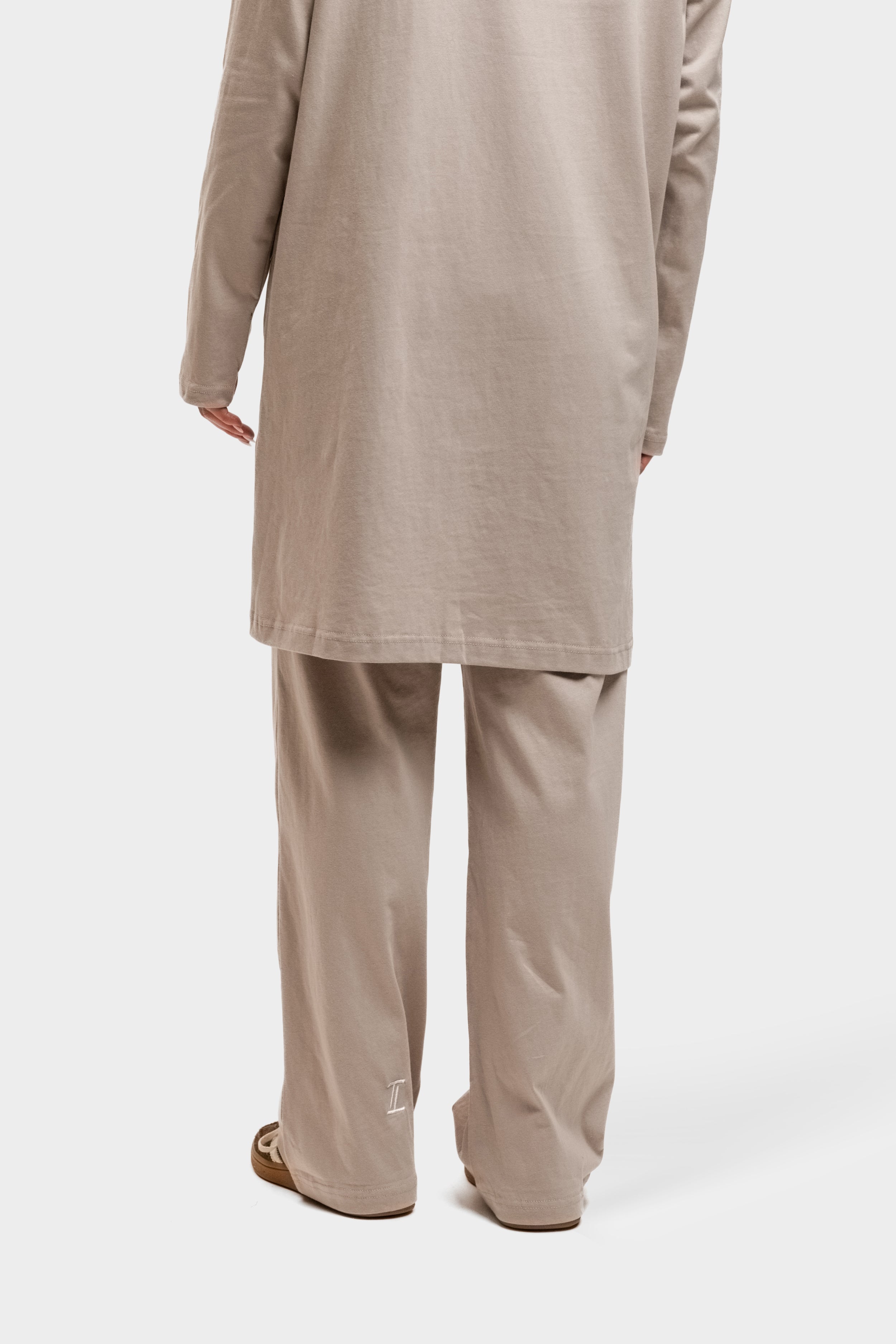 Cotton Straight Leg Pants Soft Taupe