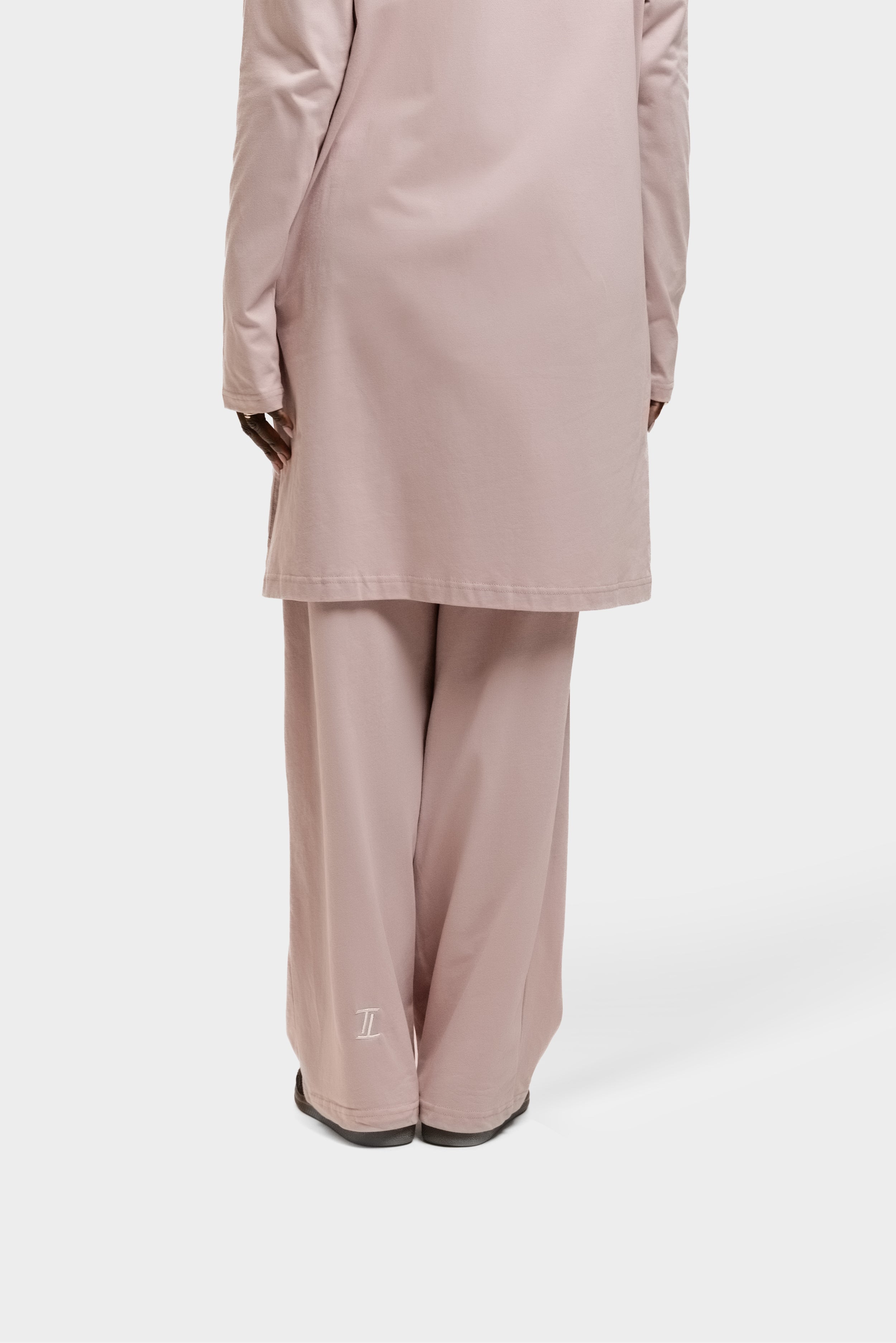 Cotton Straight Leg Pants Greyish Pink