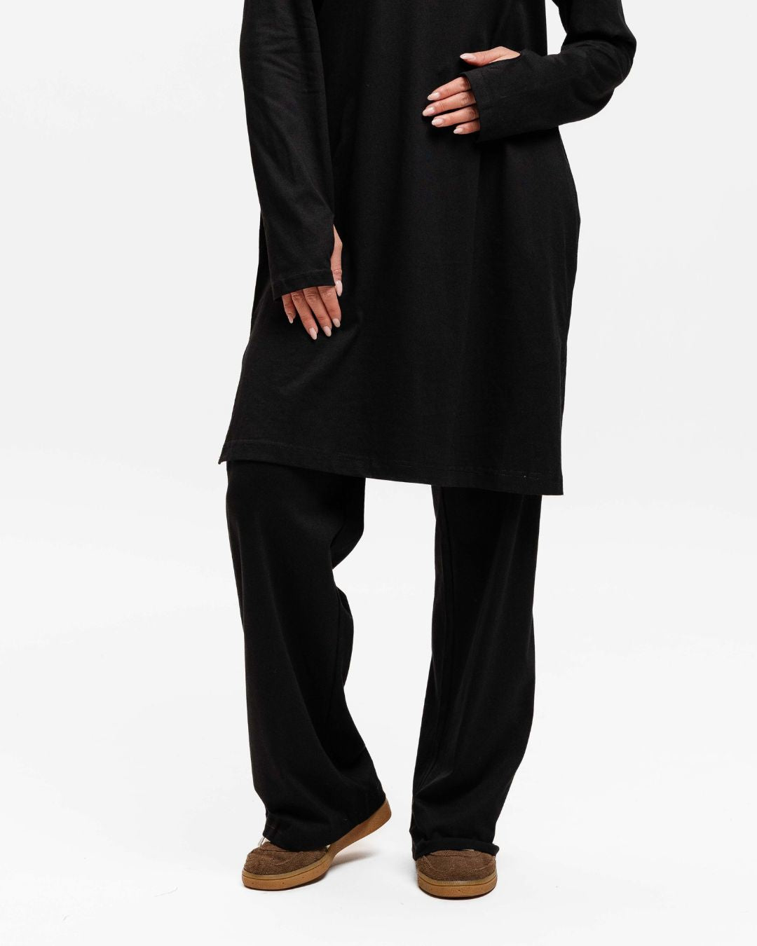 Cotton Straight Leg Pants Black