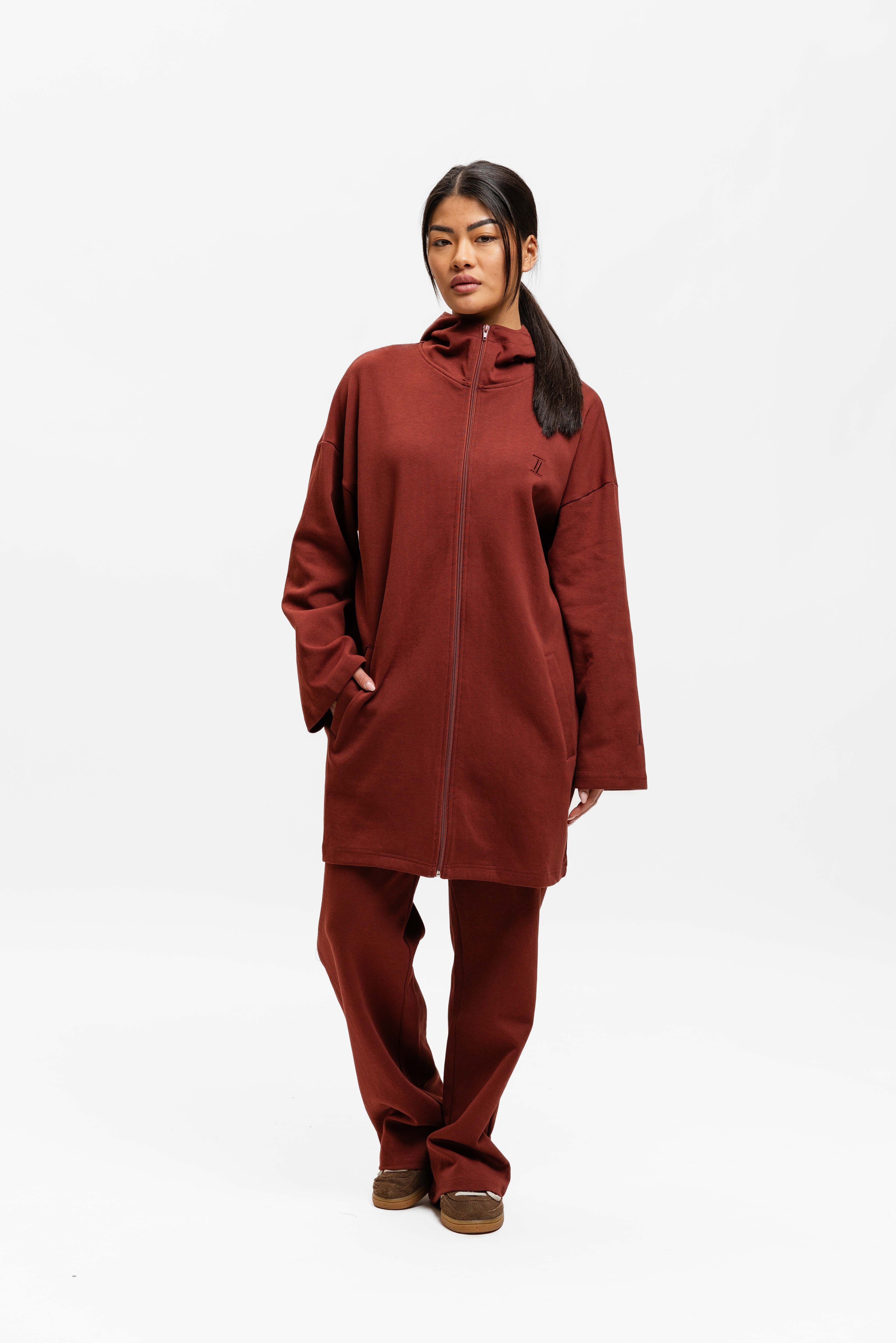 Cotton Zip Up Hoodie Cherry Red