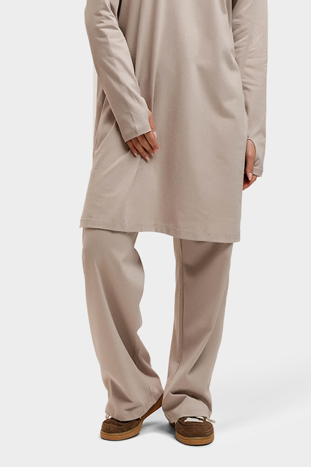 Cotton Straight Leg Pants Soft Taupe