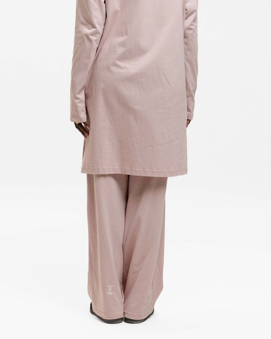 Cotton Straight Leg Pants Greyish Pink