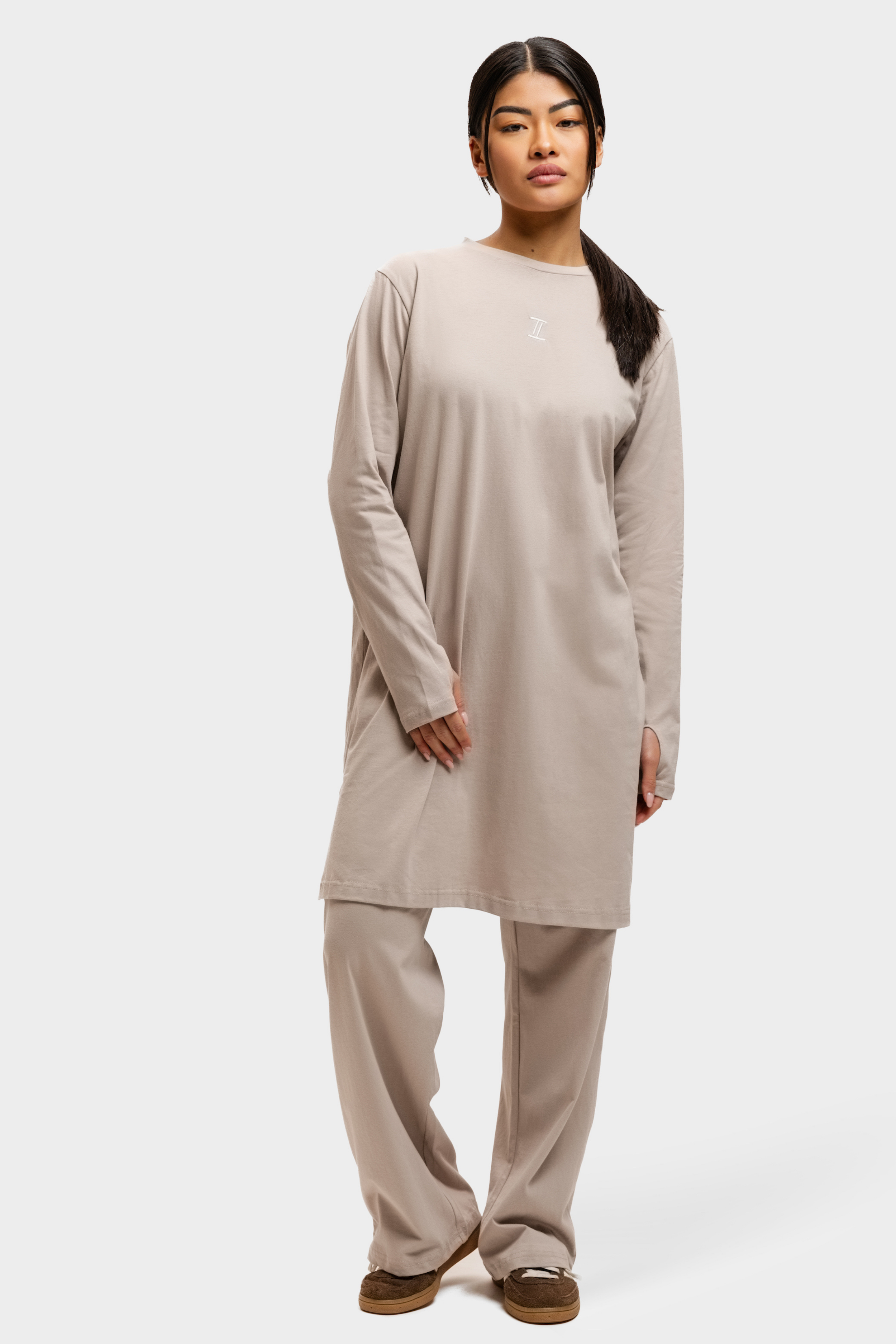 Cotton Straight Leg Pants Soft Taupe