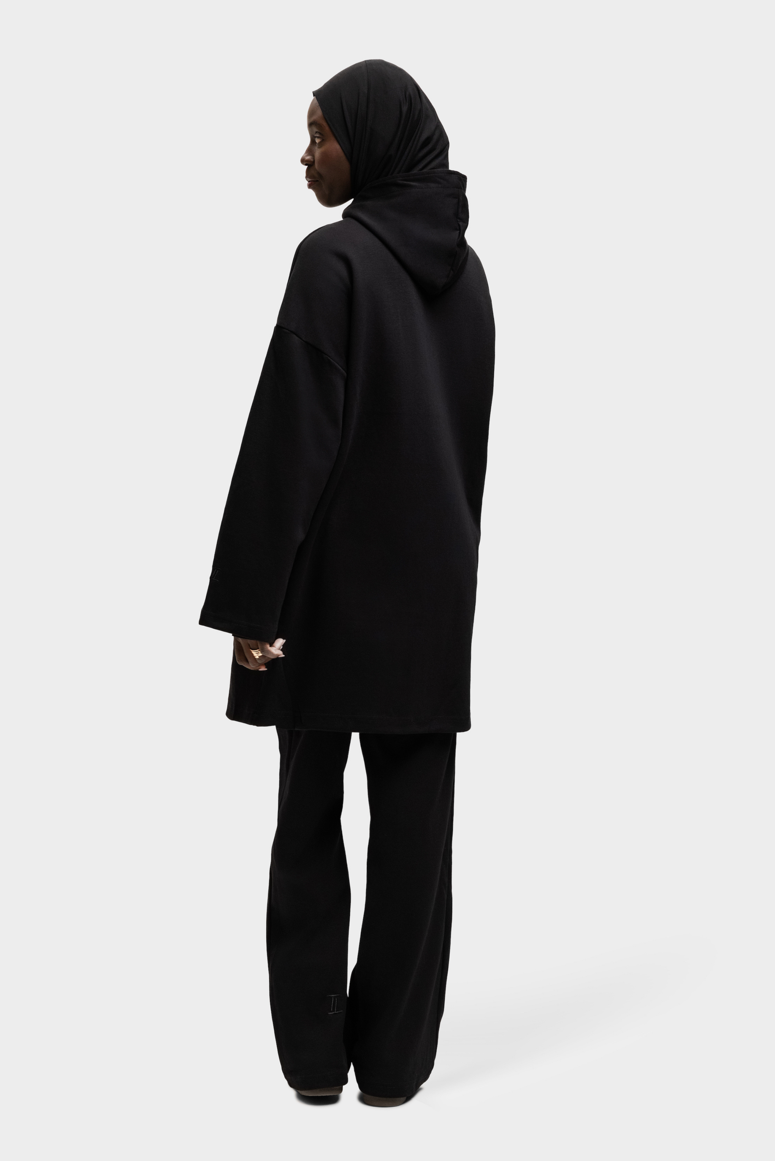 Cotton Zip Up Hoodie Black